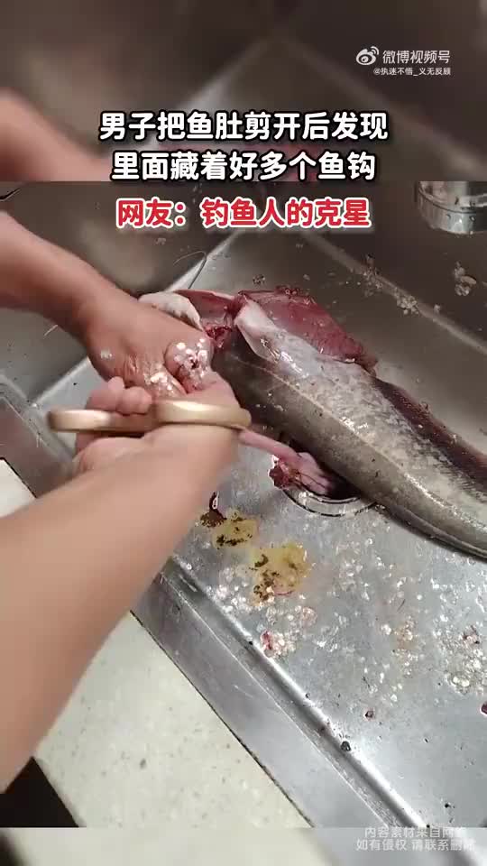 男子剪开鱼肚，惊现多个鱼钩，被称钓鱼人克星