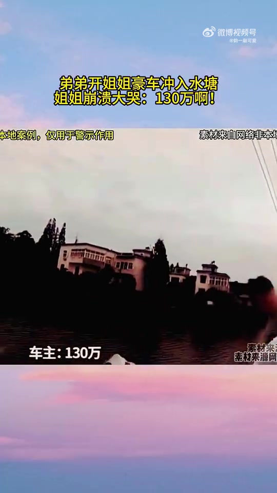 弟弟开姐姐豪车冲入水塘，姐姐崩溃大哭：130万啊！