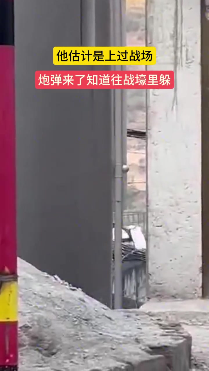 他估计是上过战场炮弹来了知道往战壕里躲