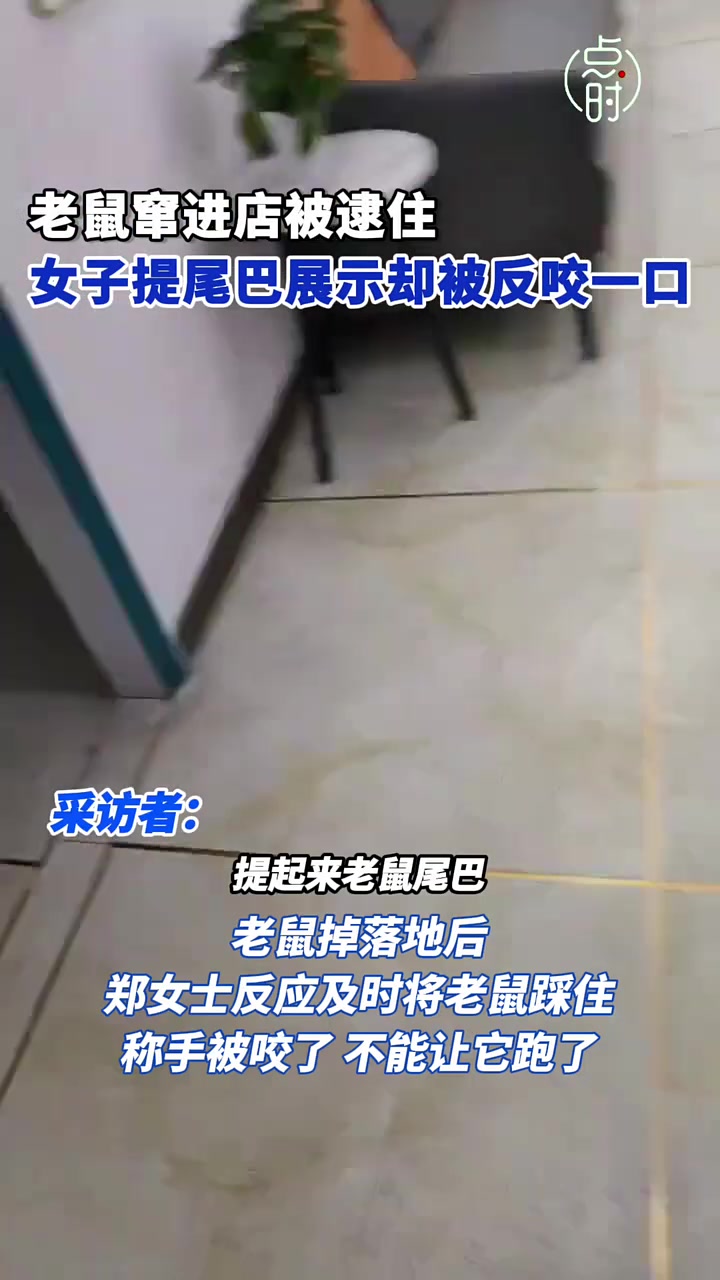 女子逮住老鼠提尾巴展示，不料被反咬一口！