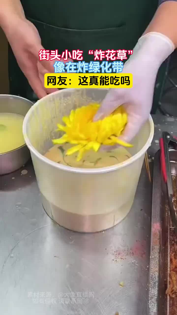 街头小吃“炸花草”，像在炸绿化带，这真能吃吗！