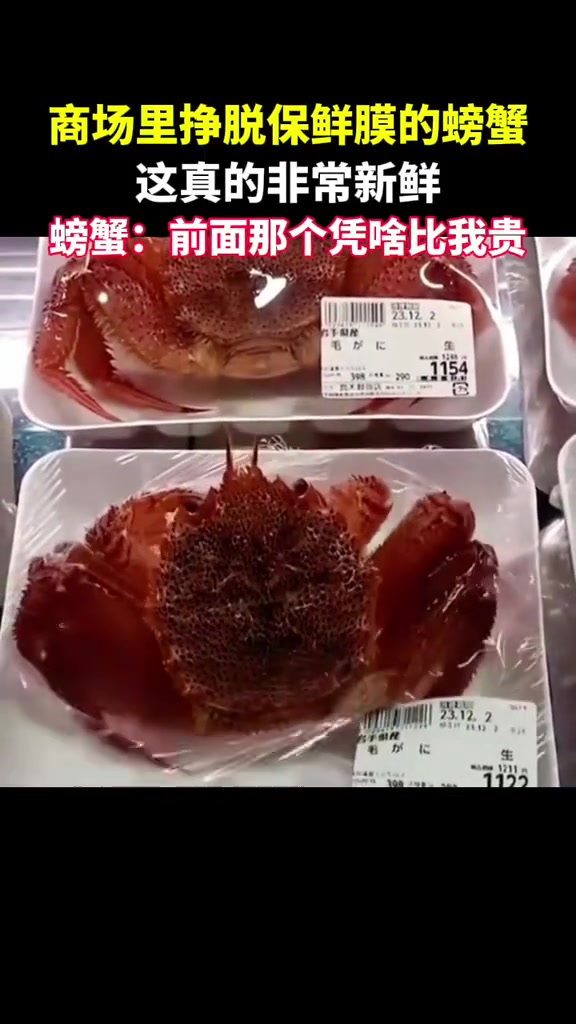 商场里挣脱保鲜膜的螃蟹