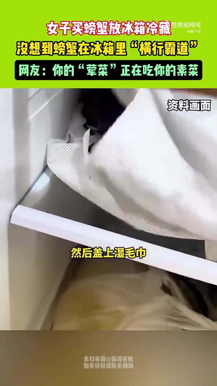 女子买的螃蟹放冰箱冷藏，没想到螃蟹在冰鞋“横行霸道”