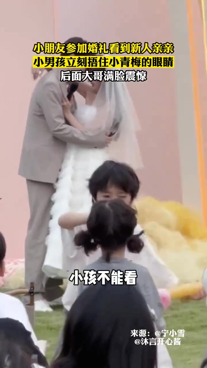 小朋友参加婚礼看到新人亲亲