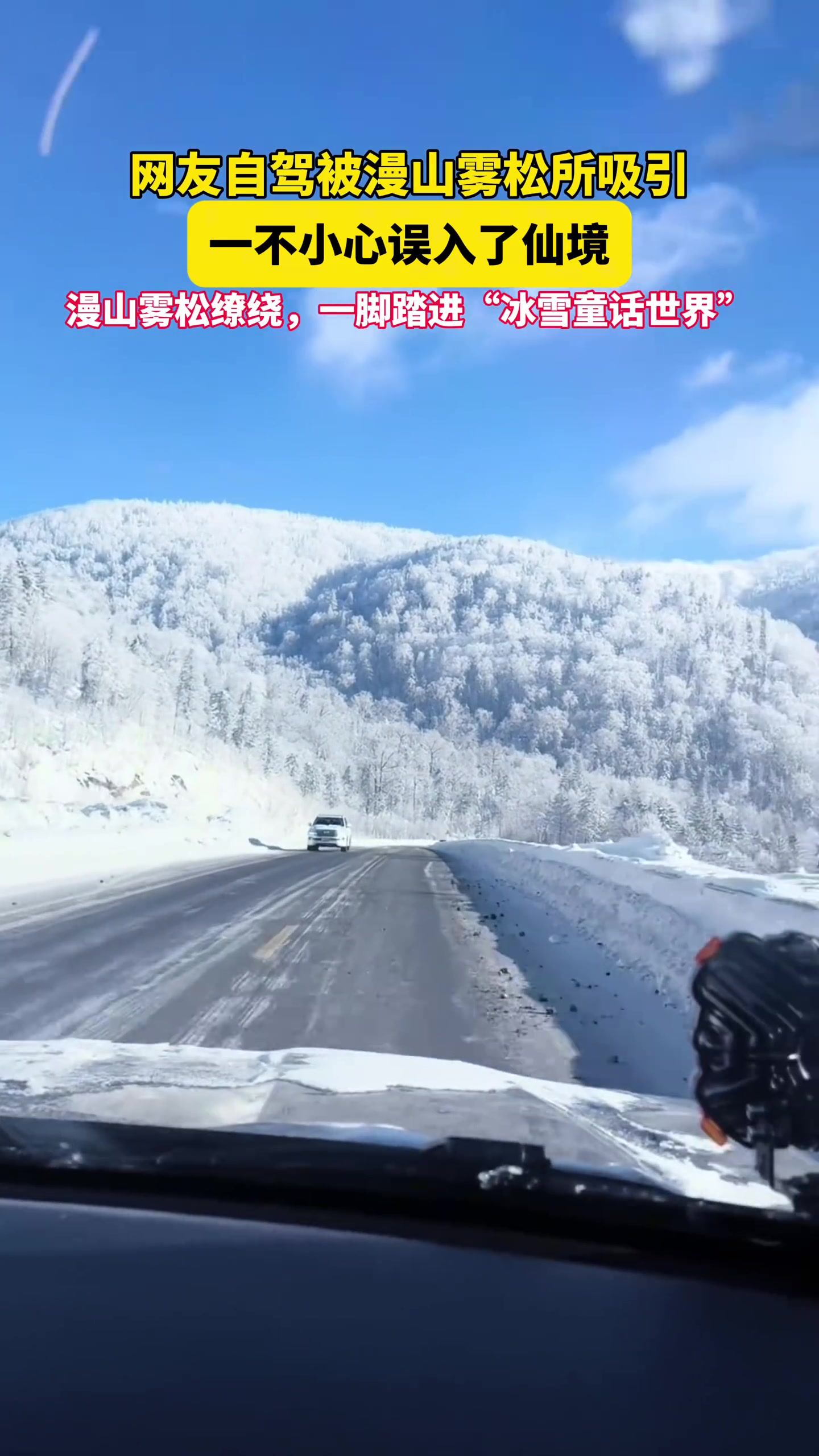 自驾游被满山雾凇吸引了，犹如人间仙境，置身冰雪童话世界里