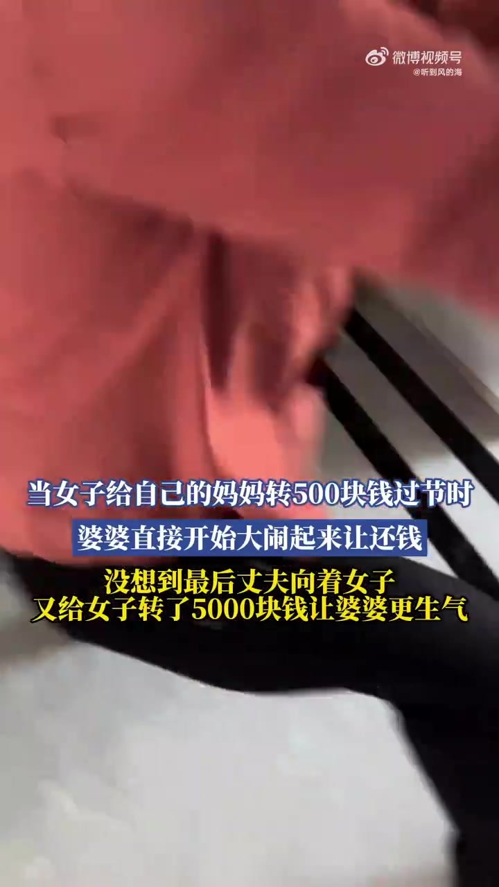 女子给亲妈转500元遭婆婆大闹，网友：这婆婆管太宽
