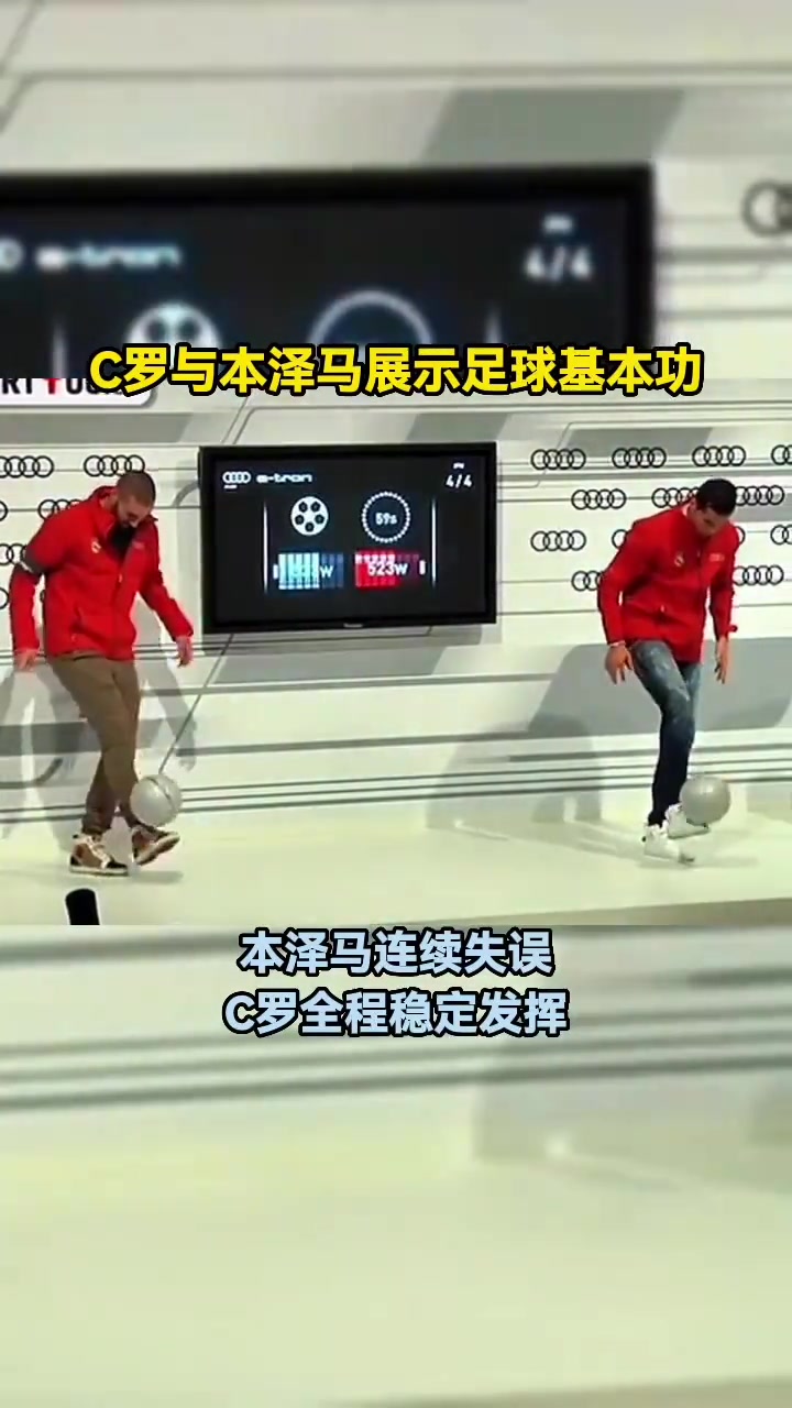 C罗与本泽马展示足球基本功，C罗稳定发挥胜出