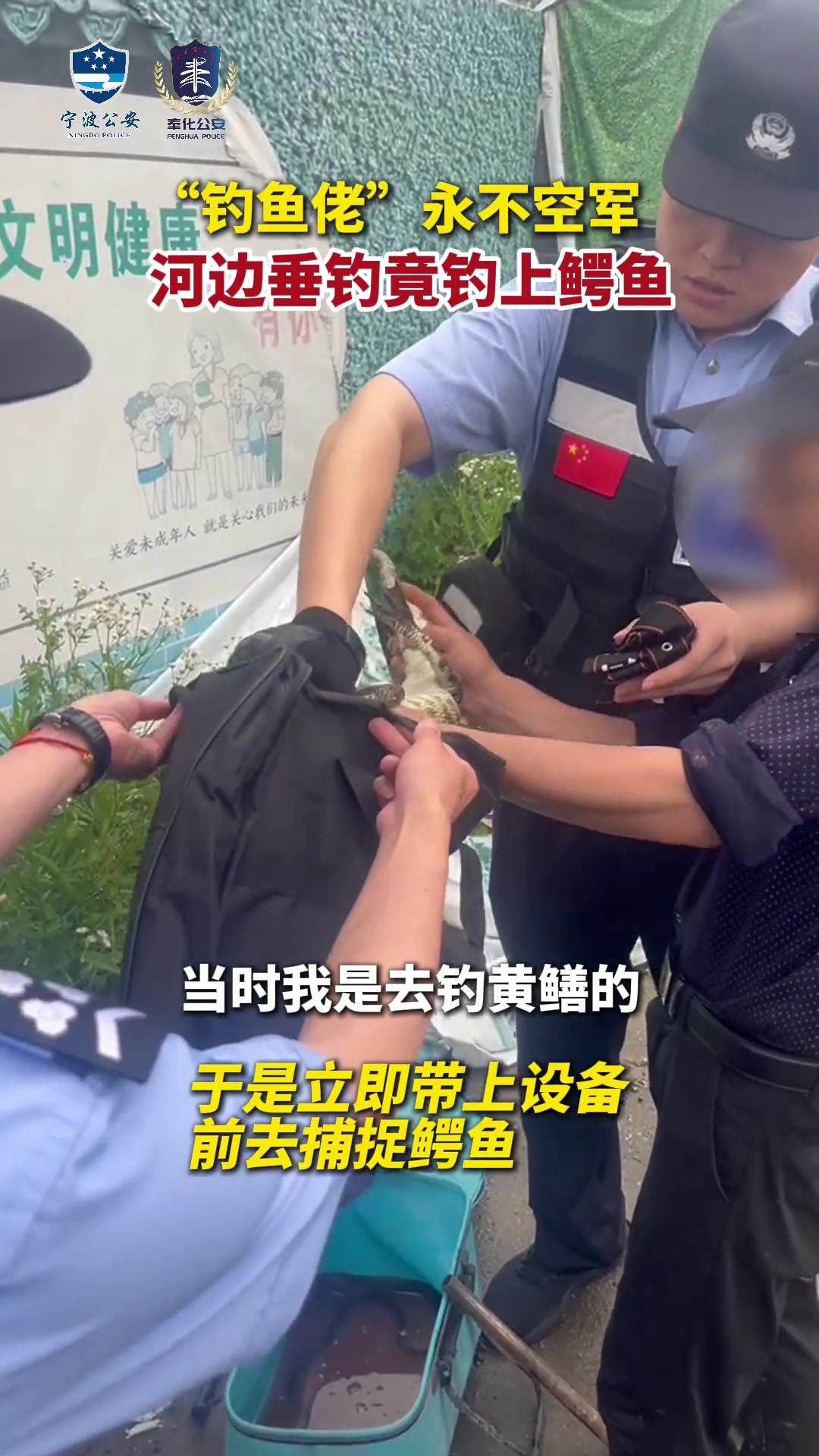 “钓鱼佬”永不空军，河边垂钓竟钓上鳄鱼