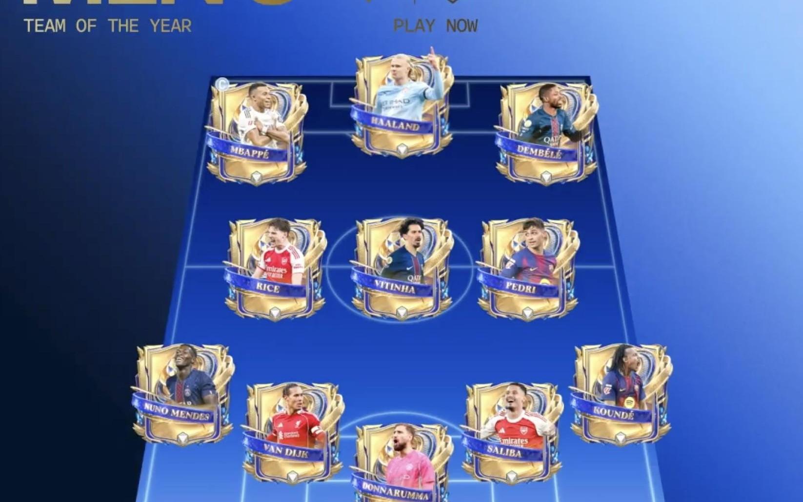 FC26年度蓝阵容：姆巴佩、哈兰德、登贝莱三叉戟，范戴克在列