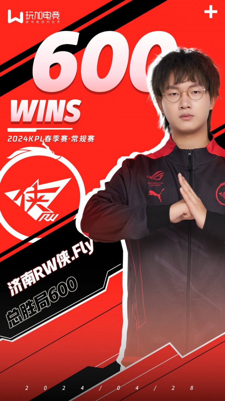 里程碑：济南RW侠.Fly达成总胜局600场