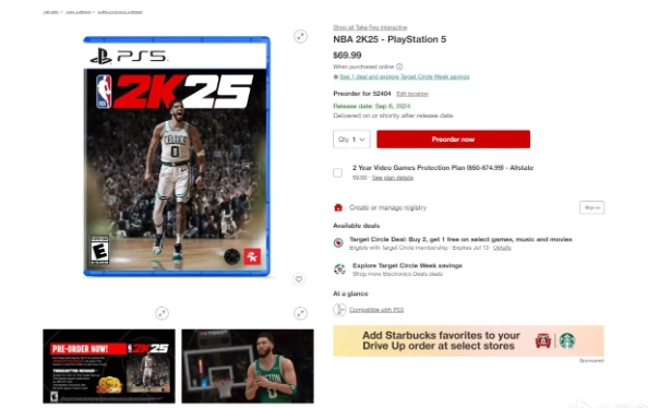 国外商店已上线《NBA 2K25》预购页面 显示9月6号发售