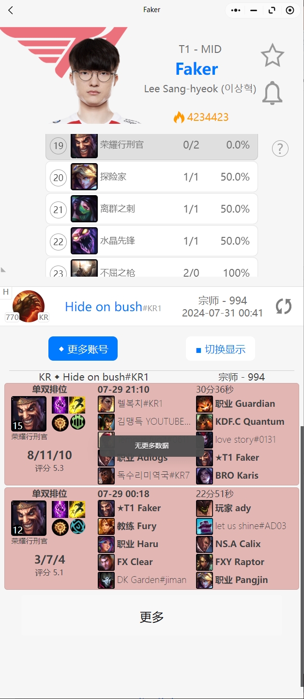 Faker韩服排位尝试中单德莱文，两场全败！