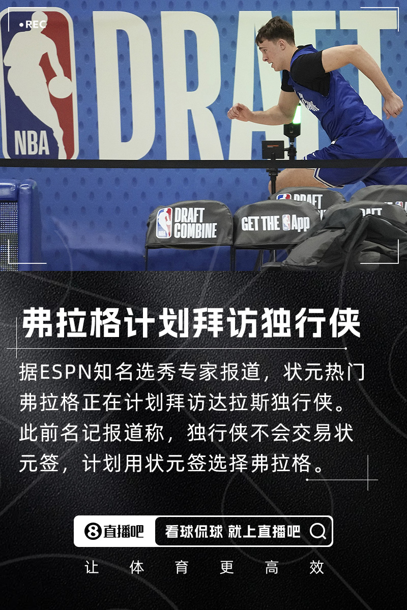 快进到选秀大会选秀专家：状元大热弗拉格正计划拜访独行侠