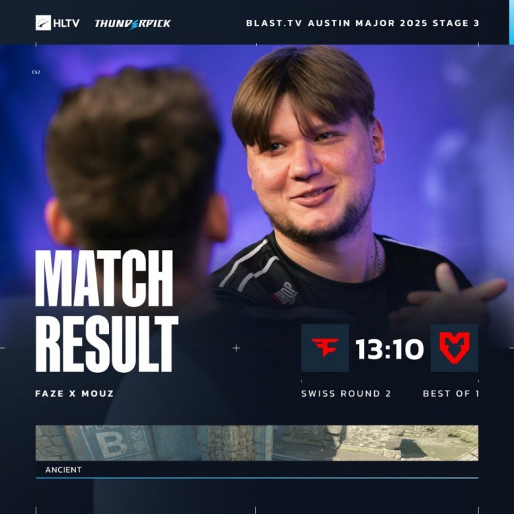 杀鼠焉用s1mple狙！雨神寒王鸡哥三C火力全开 FaZe战胜MOUZ