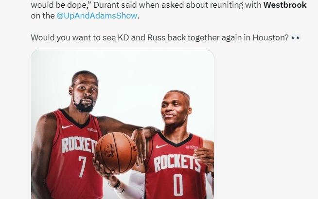 KD表态愿与威少重聚：但我做不了主！答案大O力挺37岁神龟留在NBA