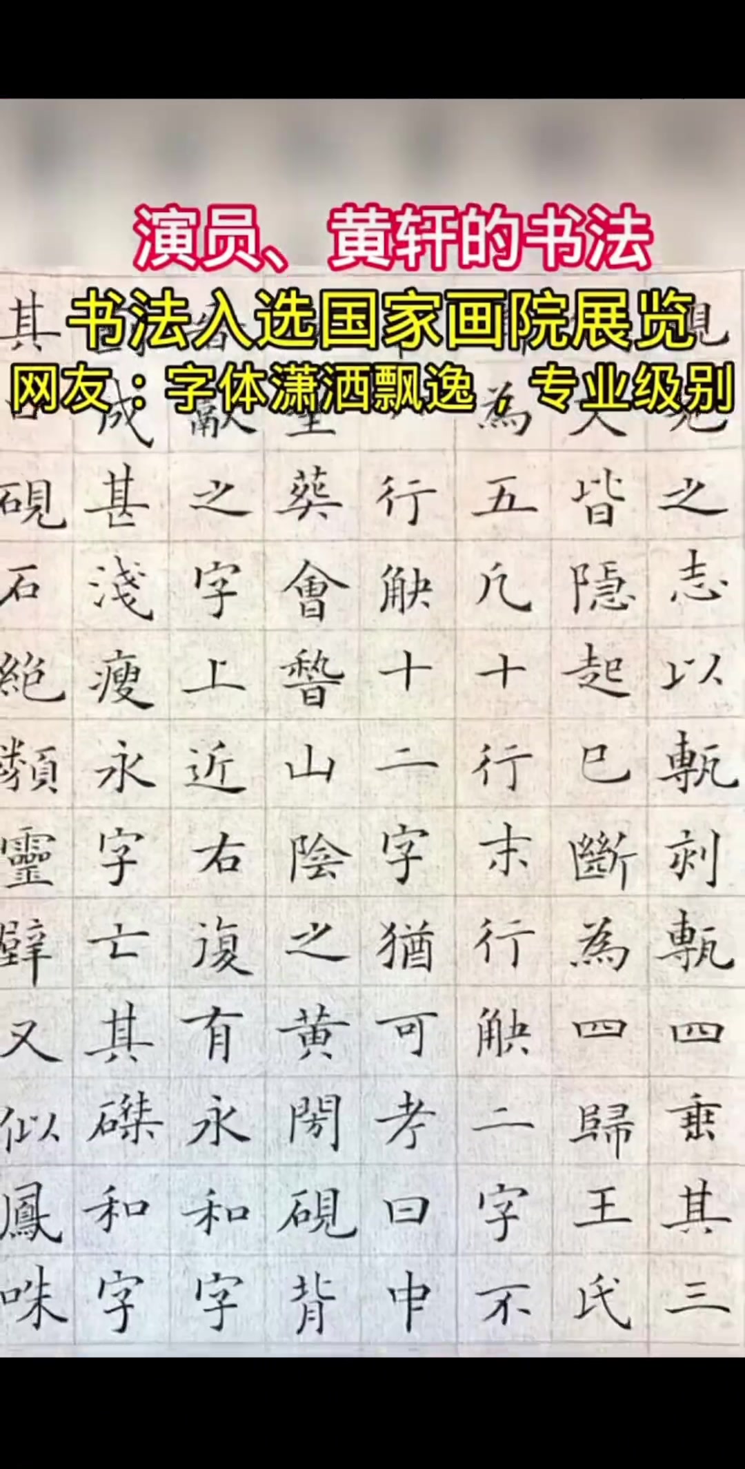 深藏不露，演员黄轩书法入选国家画院展览