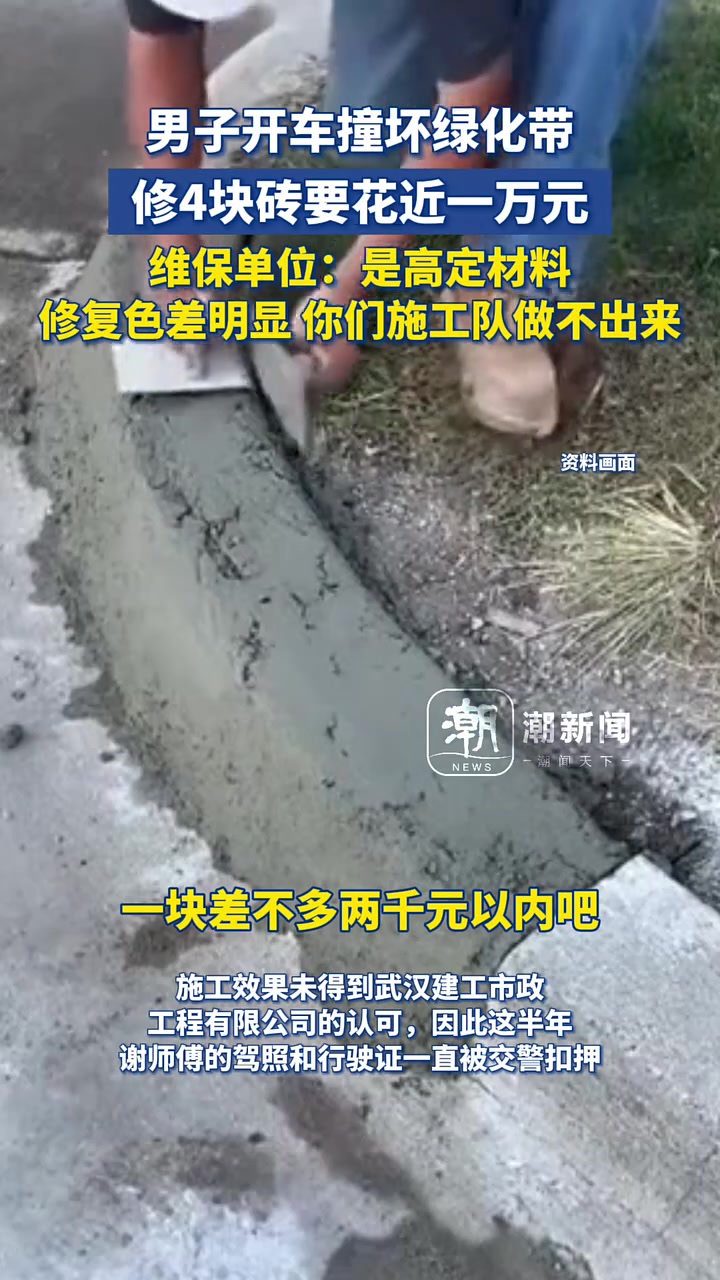 撞坏绿化带，修4块砖居然要花近一万元！