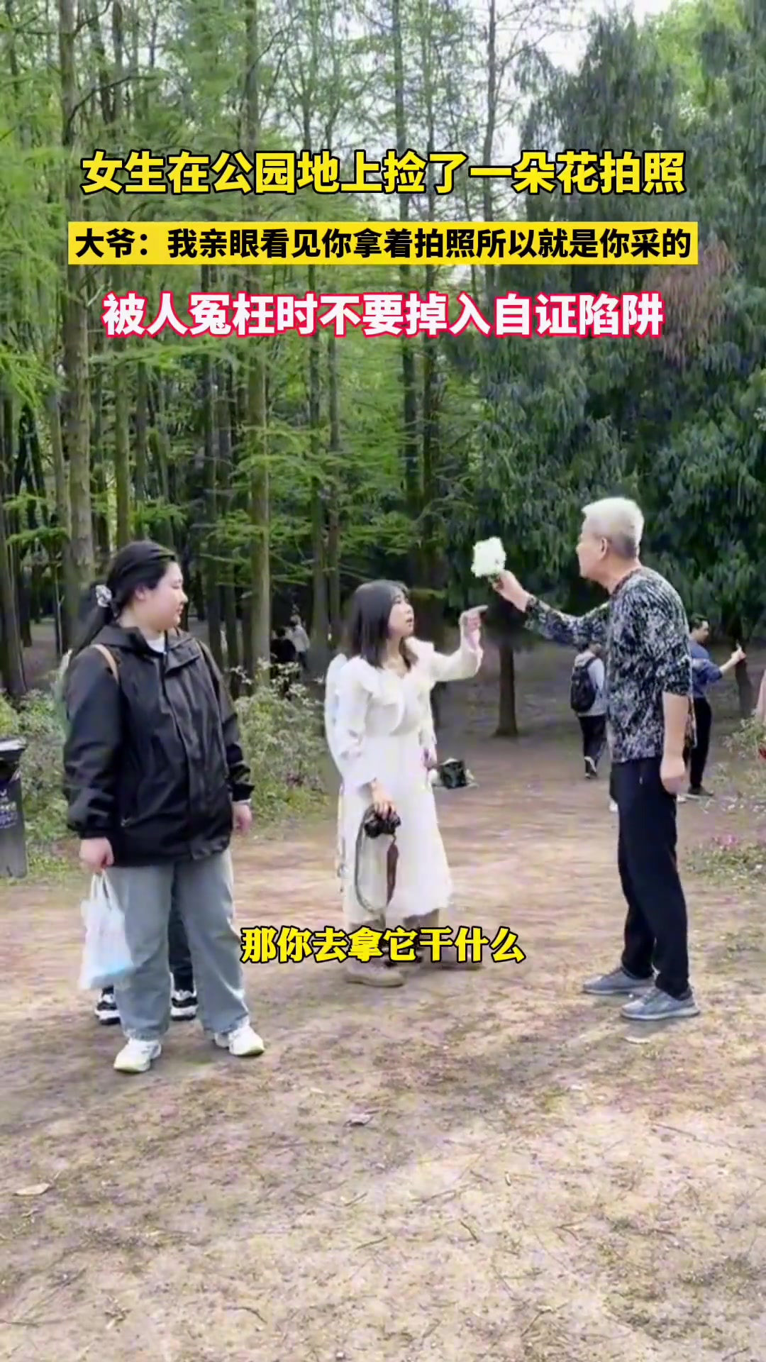 女子地上捡了一朵花被诬陷是偷摘的！吧友们怎么看