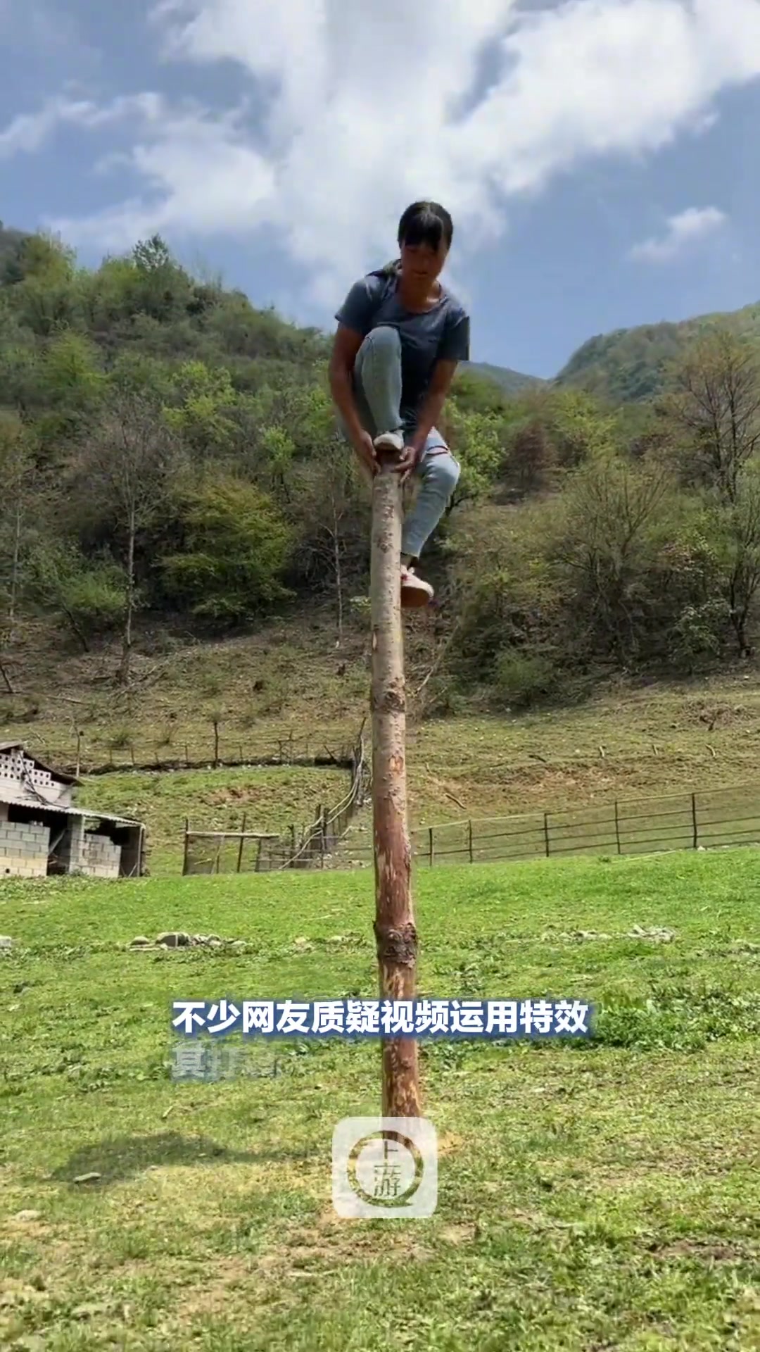 一博主跃上2米梅花桩被疑造假，本人:跳高桩是视频特效