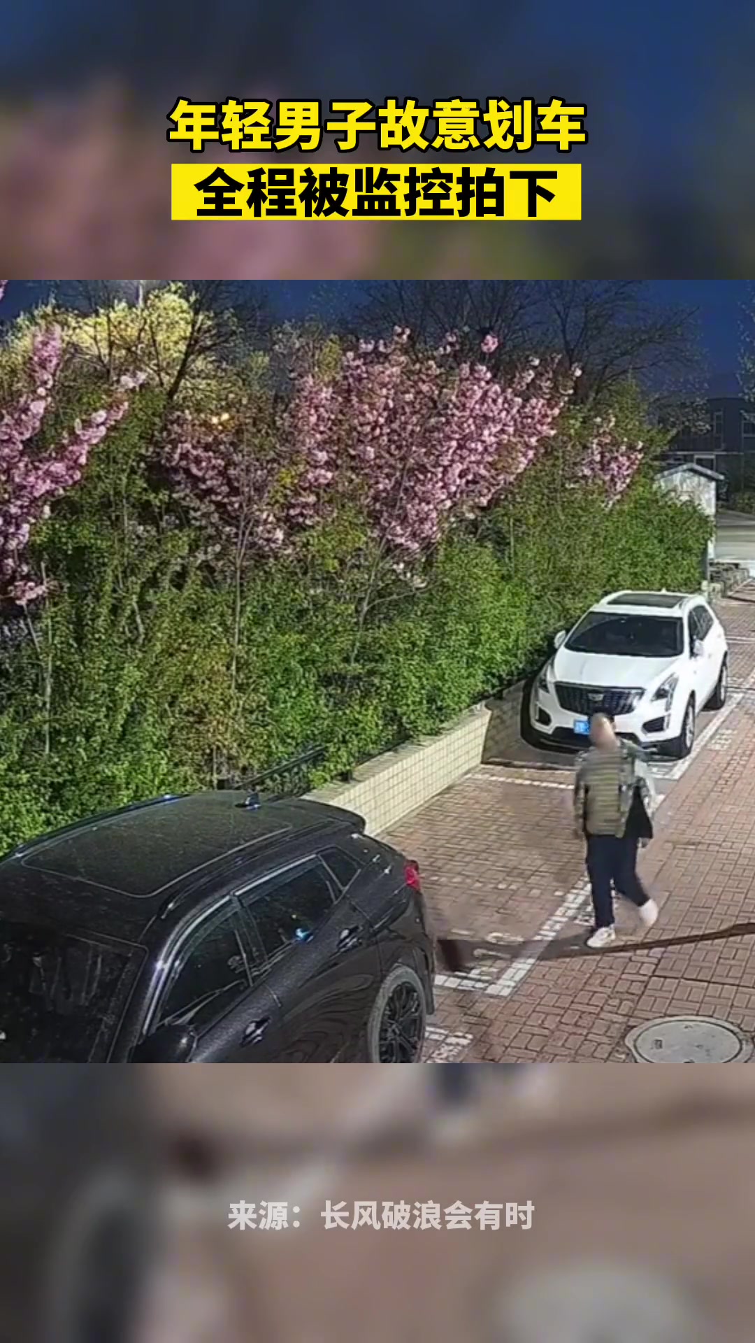 监控全程拍下男子故意划车！