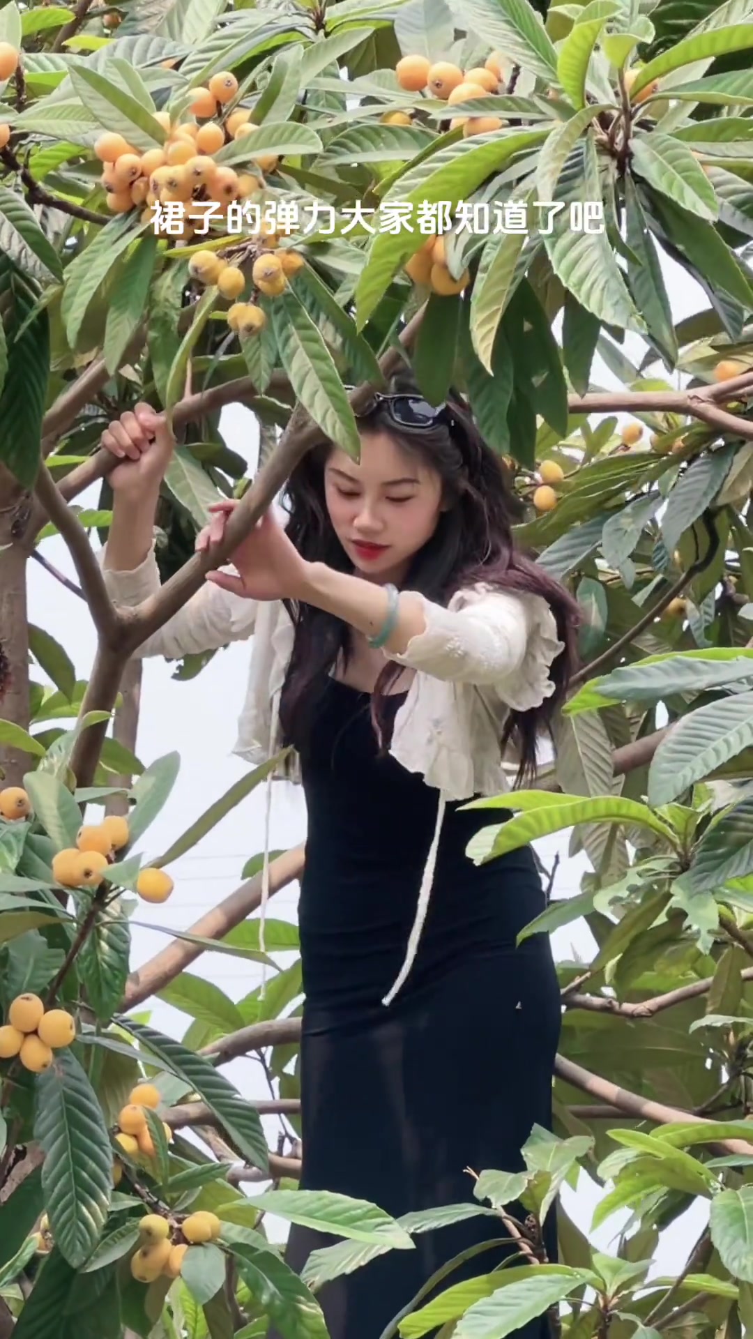 小姐姐穿裙子也要上树啊