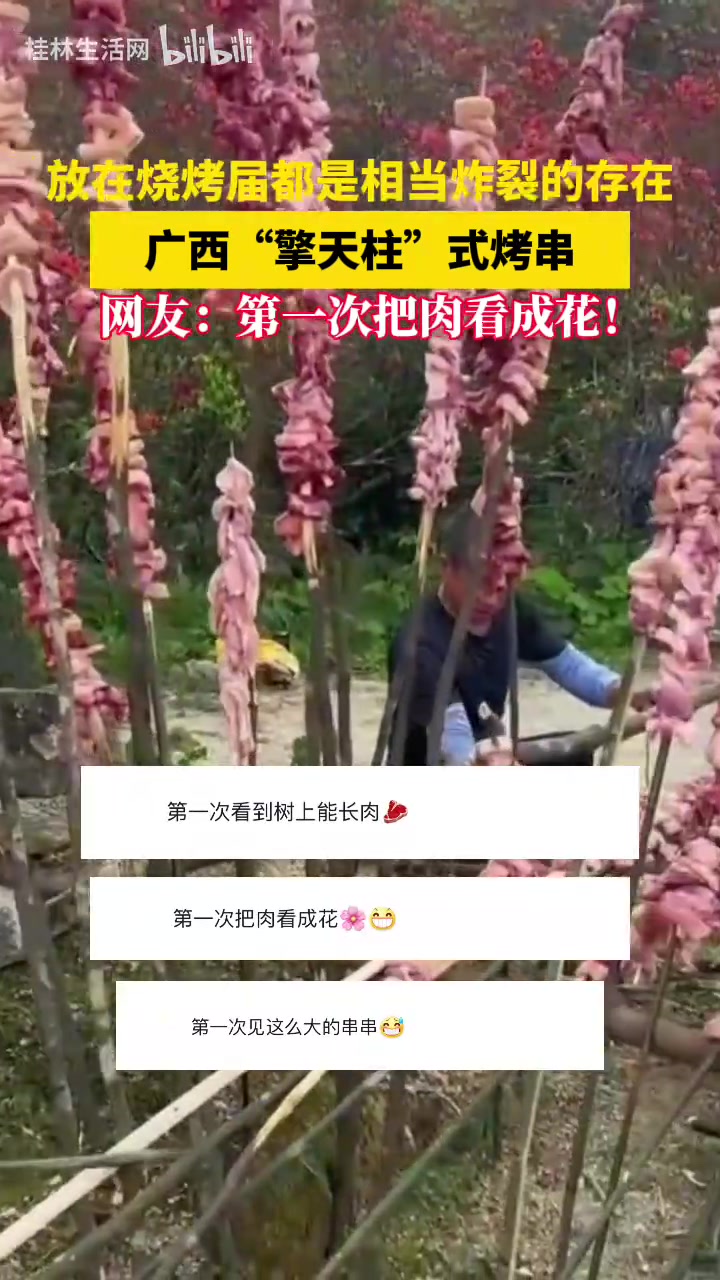 广西“擎天柱”式烤串，放在烧烤届都是相当炸裂的存在