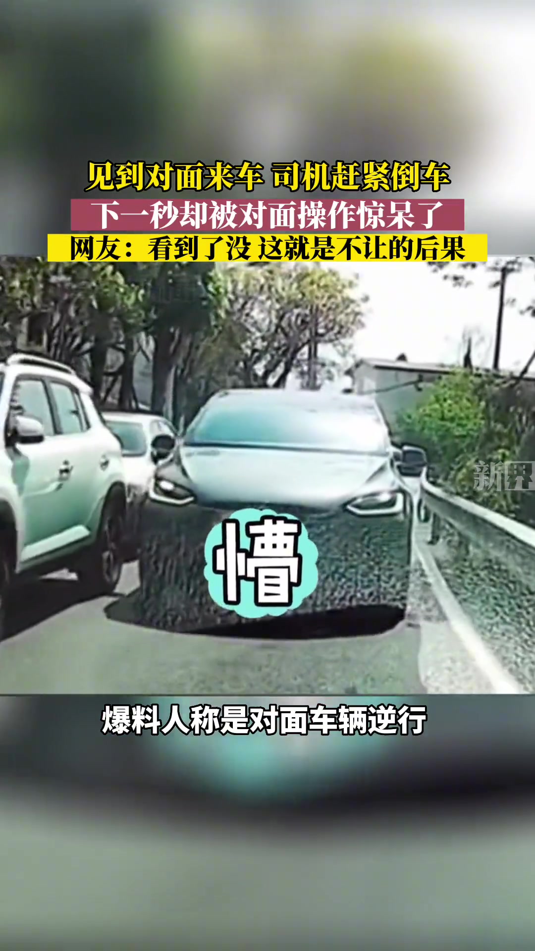 见到对面来车司机赶紧倒车 却被对面车辆操作惊呆了