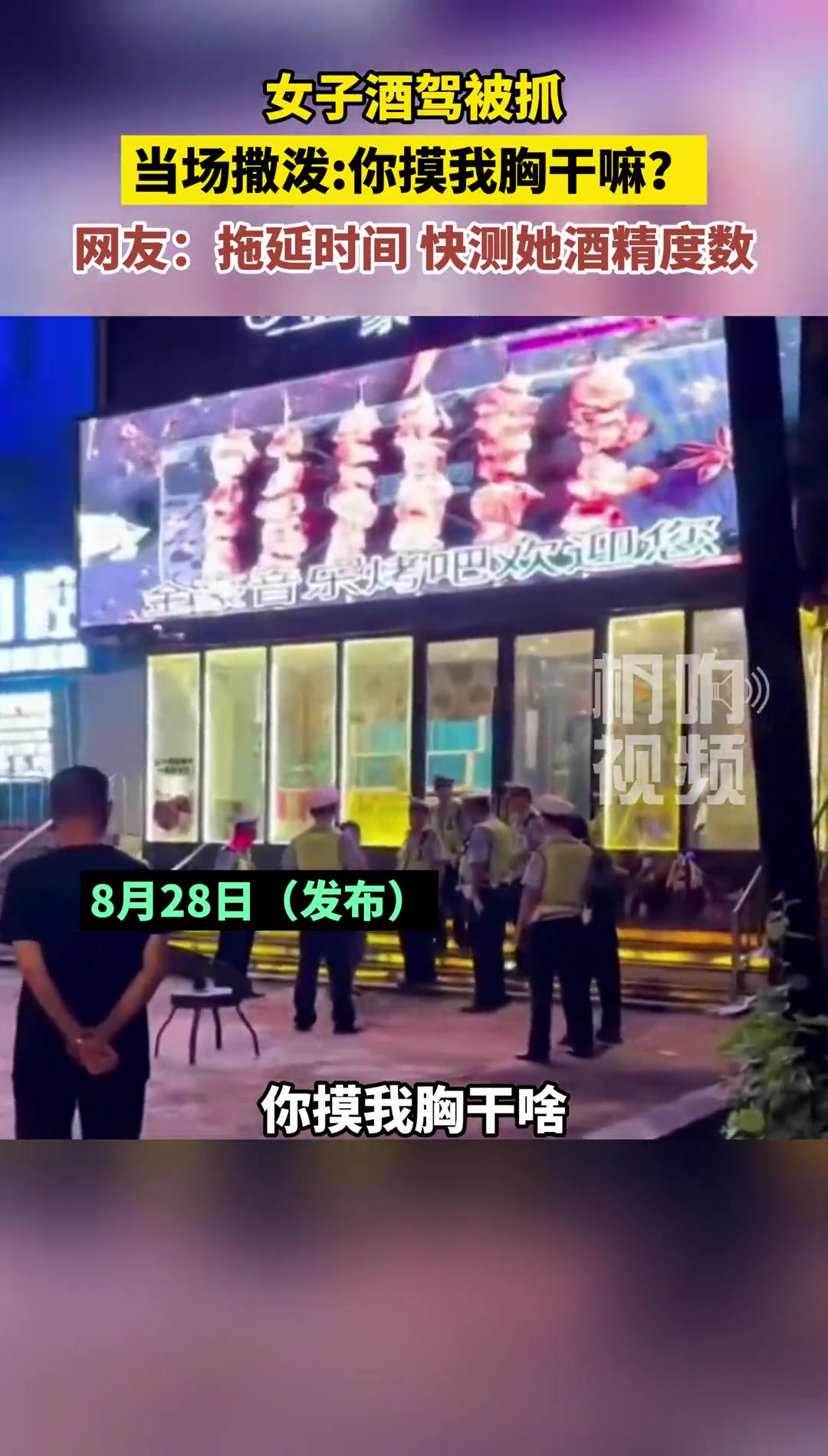 女子酒驾被抓，当场撒泼：你摸我胸干嘛？