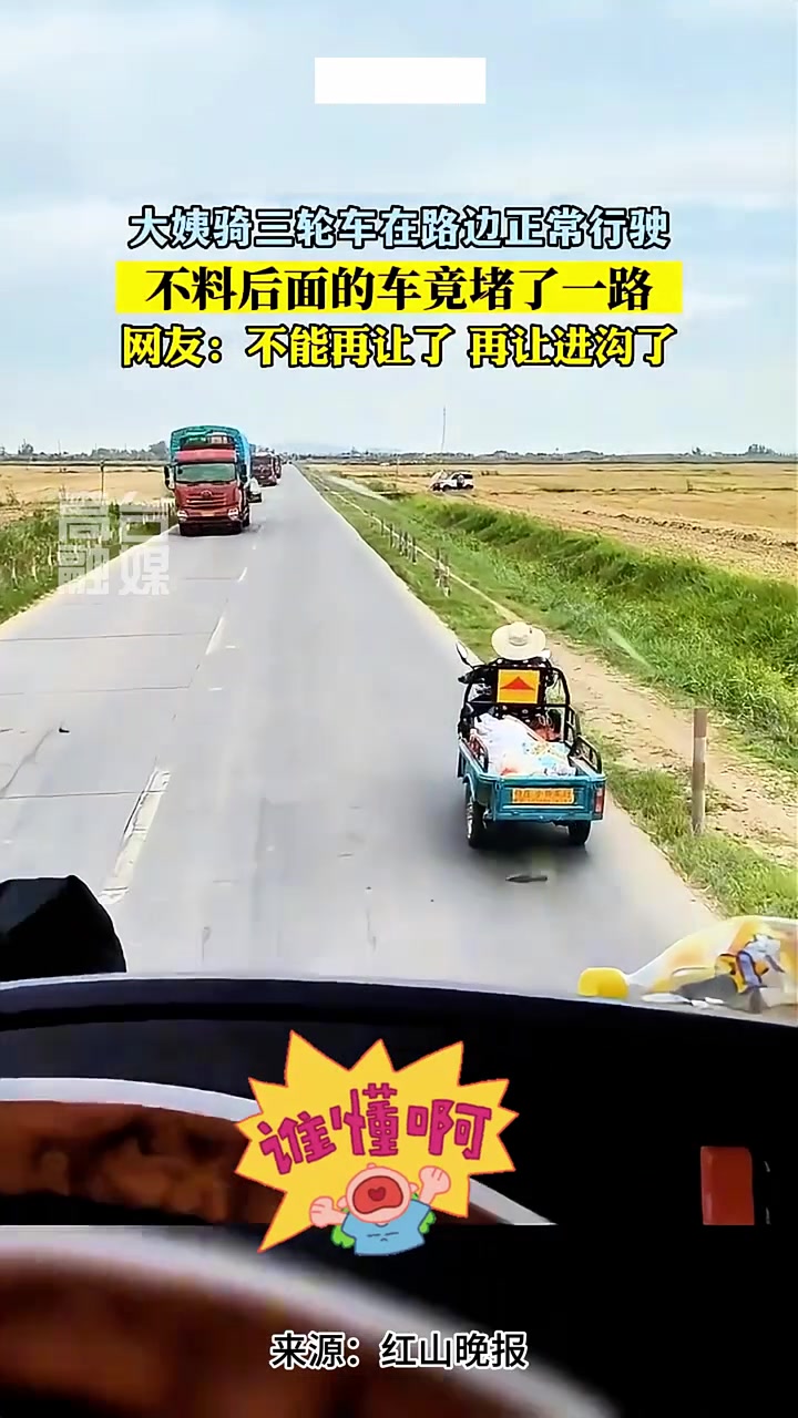 大姨：再挪我要到沟里去了！后面的车竟堵了一路！