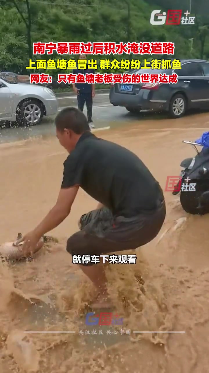 大型路面抓鱼现场！
