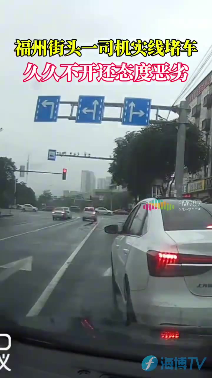 街头一司机实线堵车，久久不开还态度恶劣！