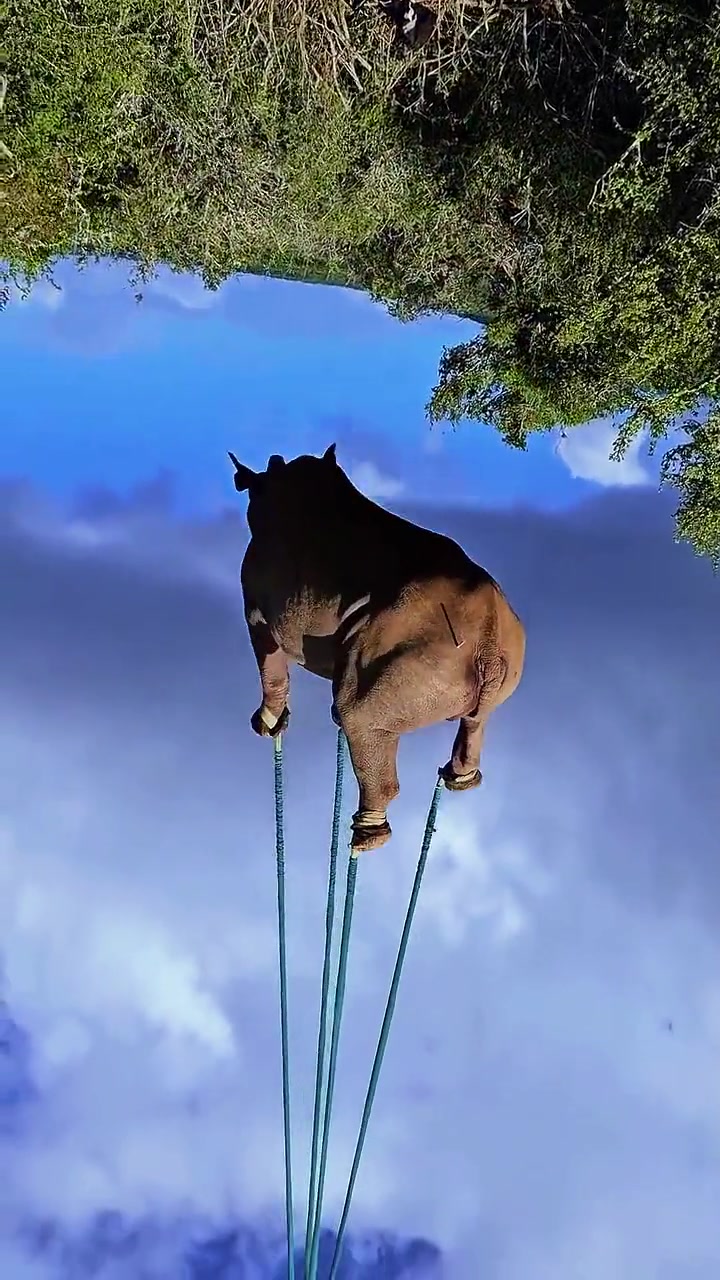 直升机运犀牛，希望它安好