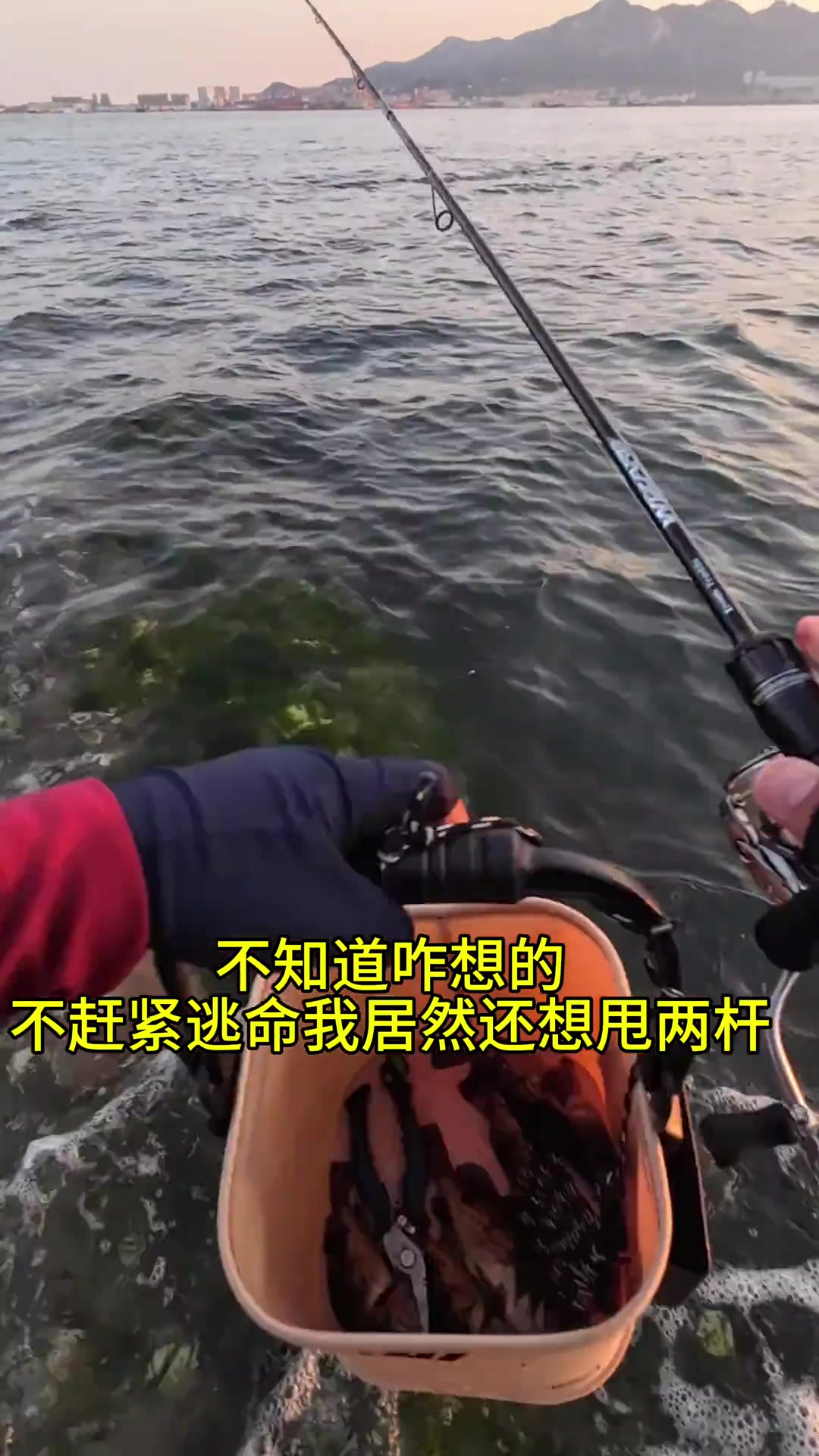 光顾着钓鱼，忘记涨潮了，快逃命！