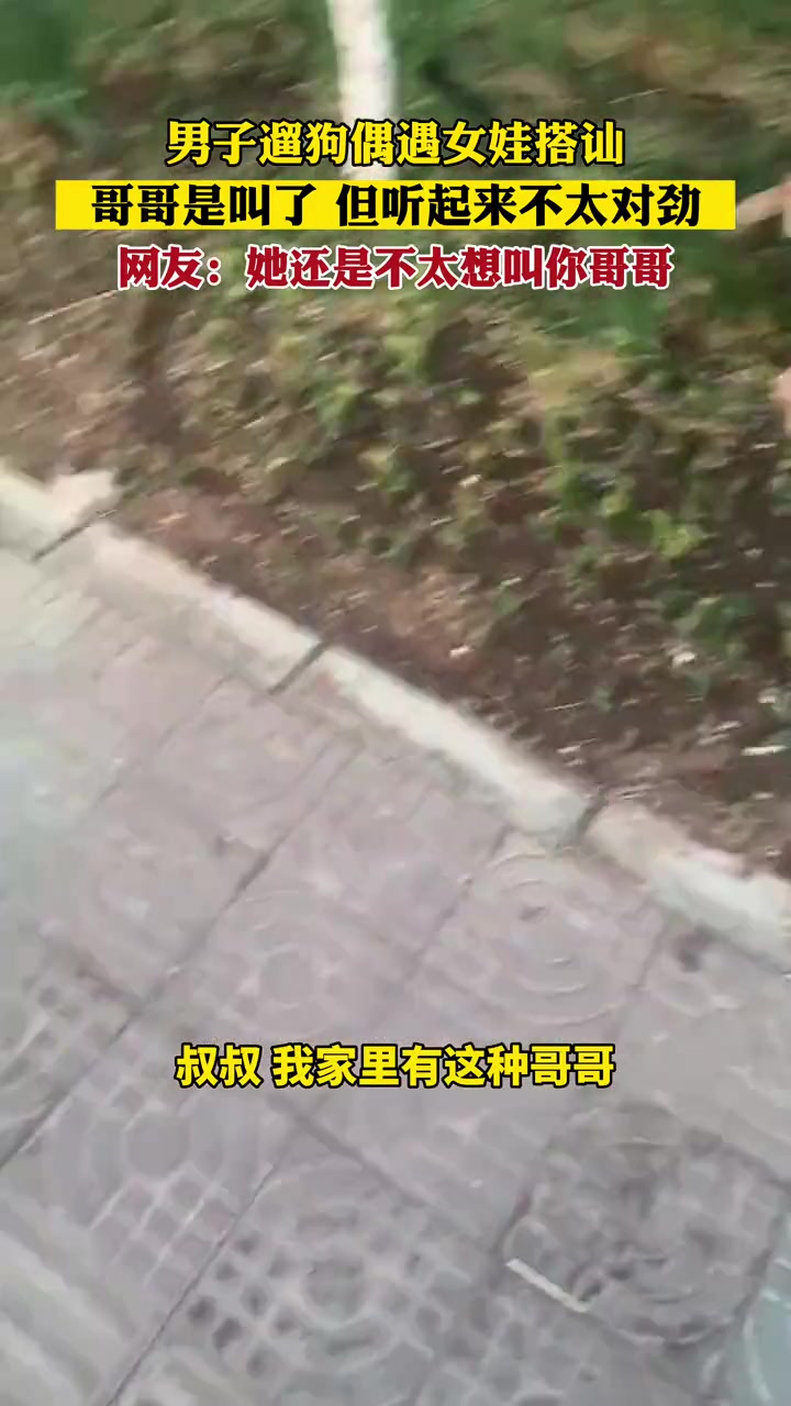 男子遛狗偶遇女娃搭讪，哥哥是叫了，但听起来不太对劲