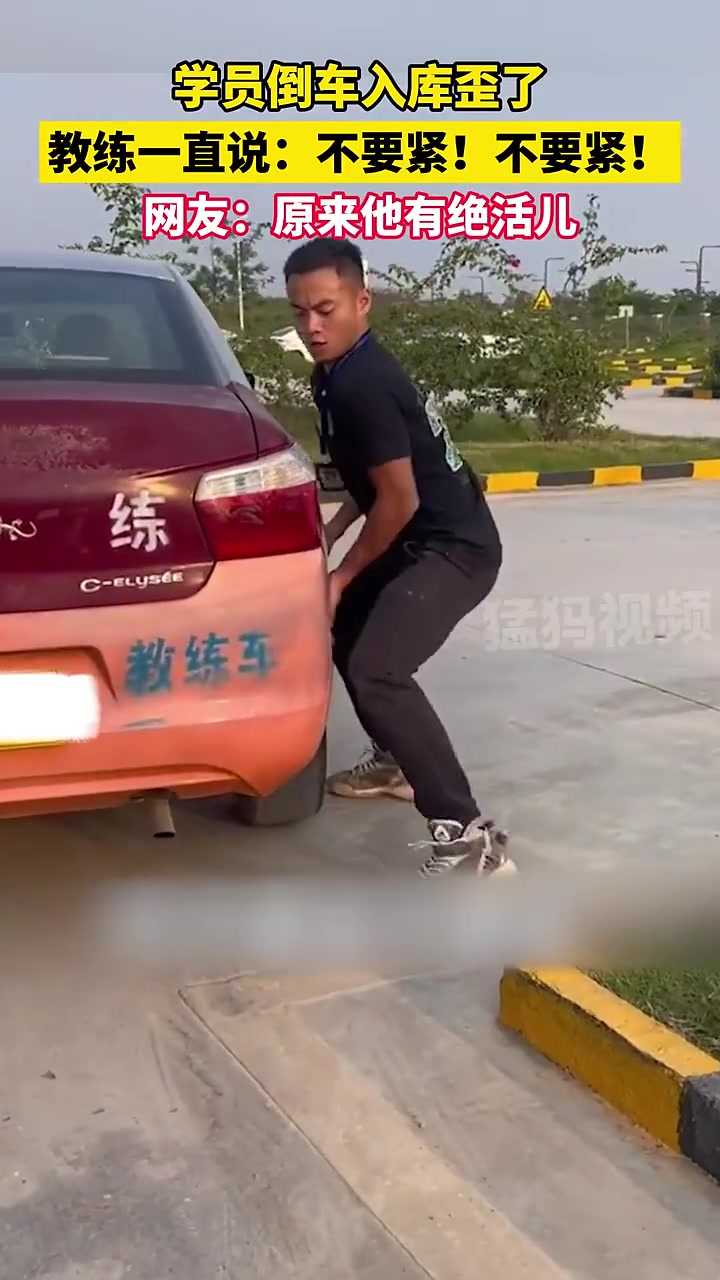 我就说我倒车总倒不进，原来我的教练没有绝活啊！
