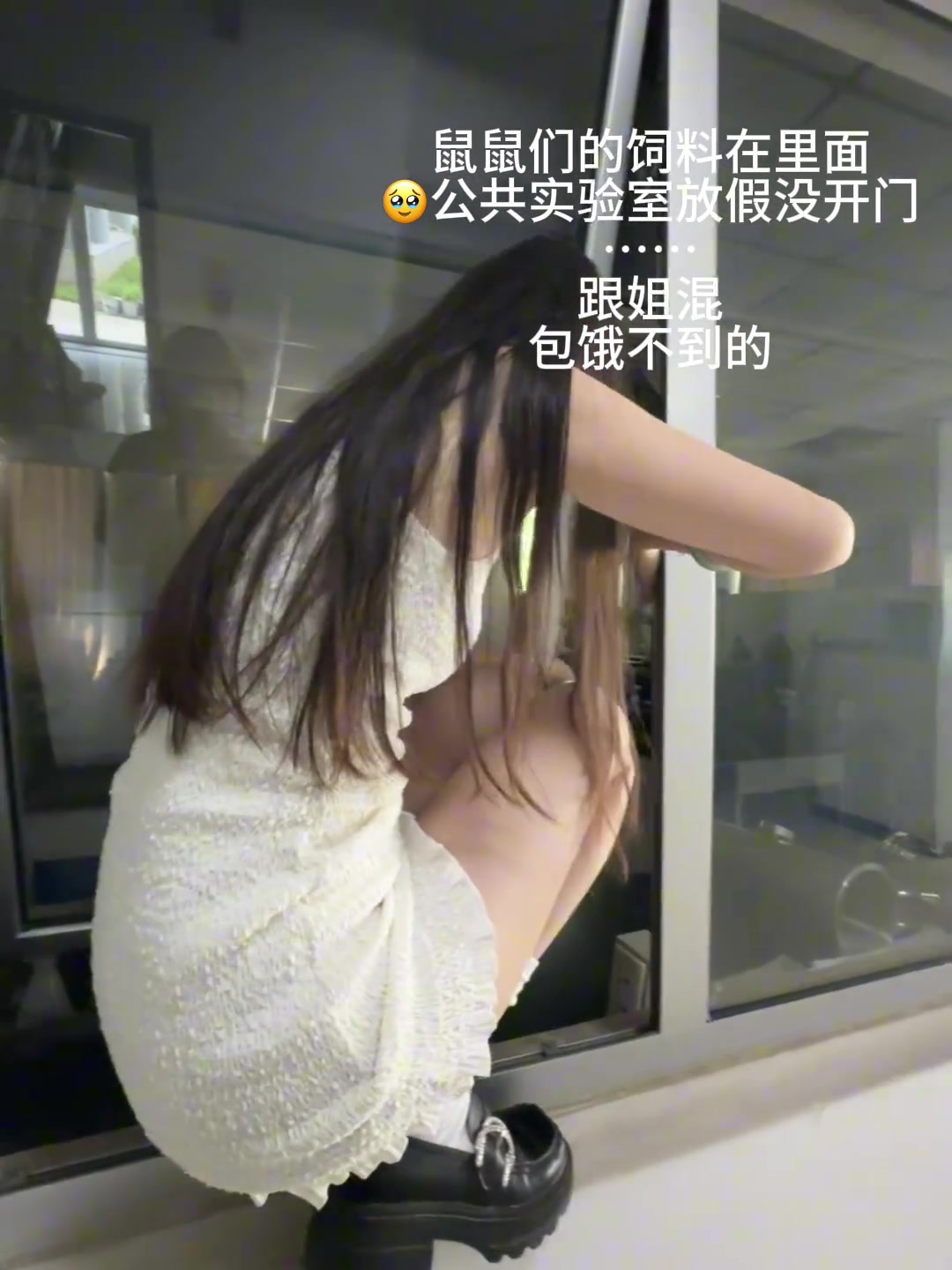 大学生不都是翻墙出校的嘛，第一次见到翻墙进实验室的