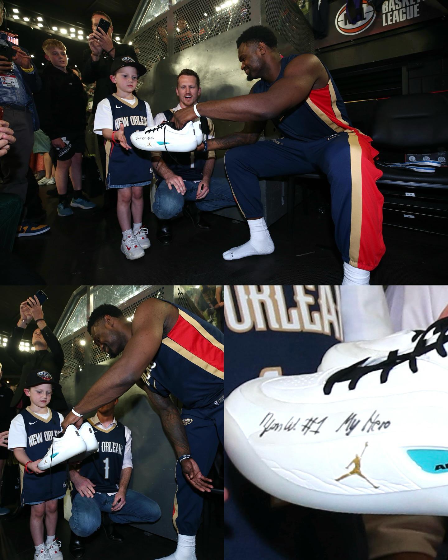 好暖！锡安赛后送抗癌小朋友亲签球鞋并赠言：你是我的英雄