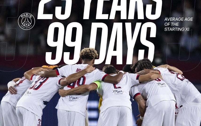 巴黎对阵巴萨阵容平均年龄23岁99天，历史卫冕冠军第二年轻