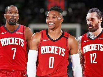 威少回火箭弥补范乔丹空缺点赞杜兰特亚当斯合影存难题需解决