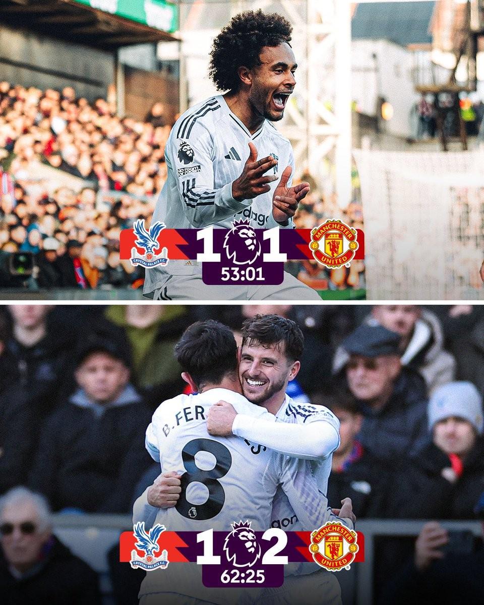 逆转水晶宫，曼联本赛季英超首次在落后情况下取胜