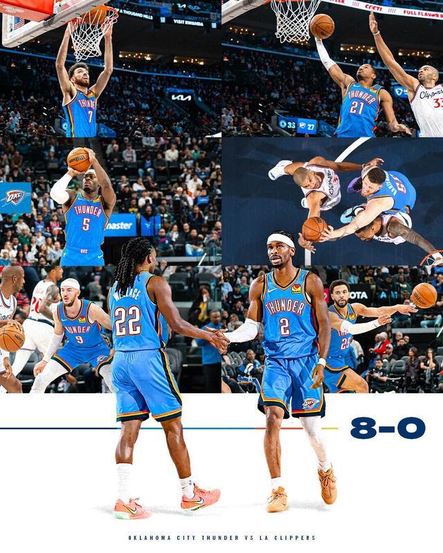 开赛8连胜！雷霆创造队史最佳开局纪