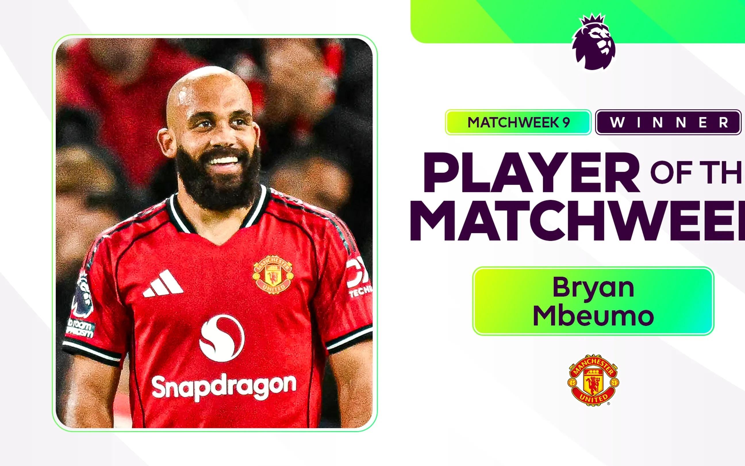 英超官方:姆伯莫当选第9轮最佳,曼联球员连续两周获此殊荣