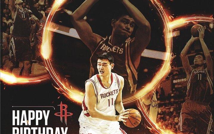 球队名宿！休斯敦火箭官方祝福姚明45岁生日快乐！