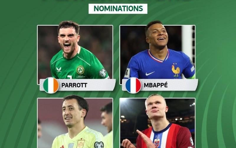本轮欧洲世预赛最佳候选：帕罗特、姆巴佩、奥亚萨瓦尔、哈兰德