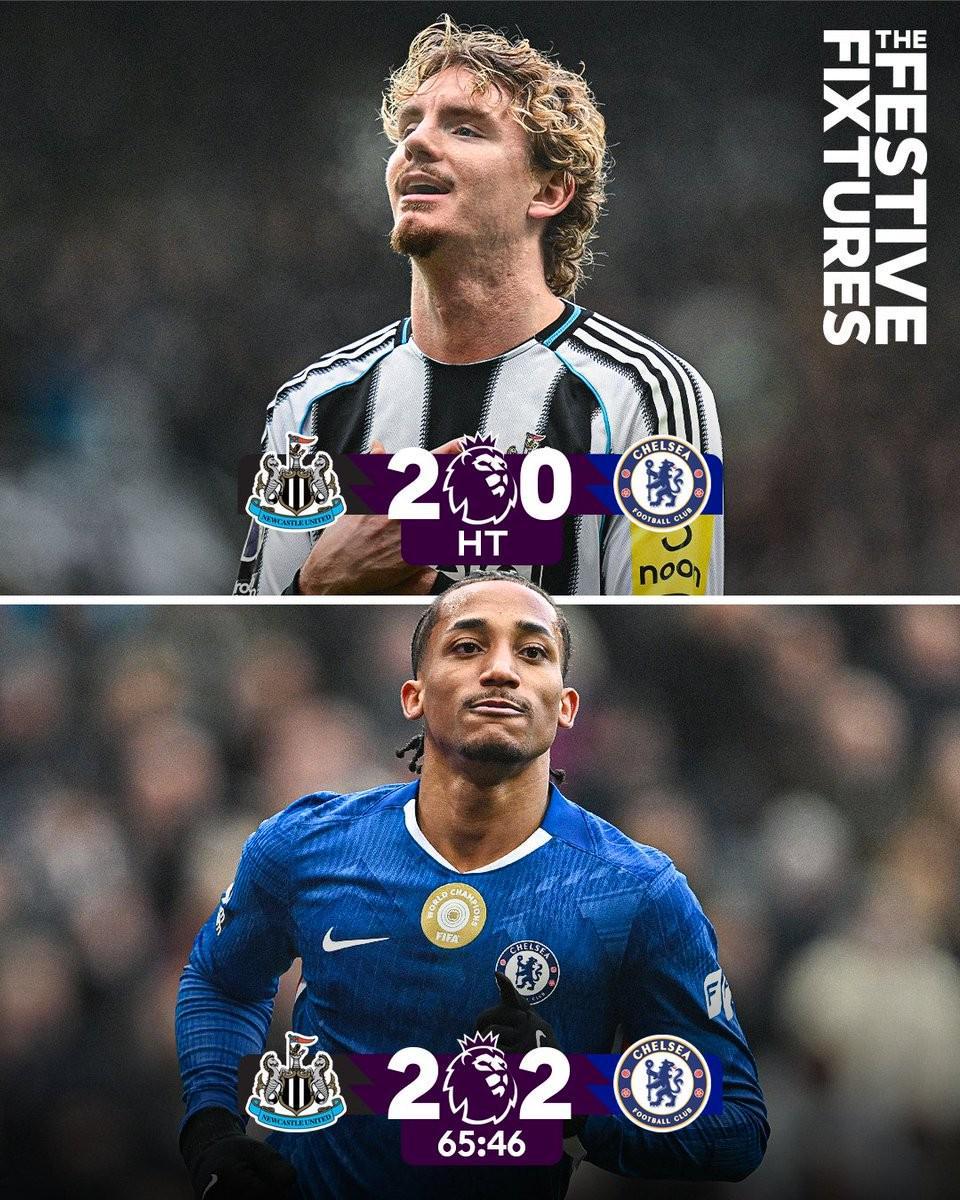 02到22，切尔西第四次英超客场半场落后2+球仍不败