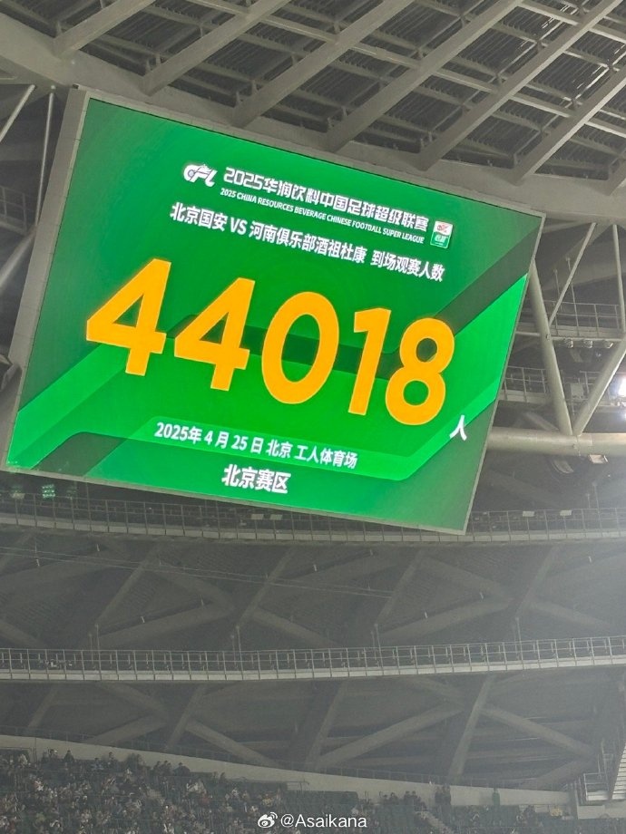 破4万！44018名球迷来到工体观看国安vs河南