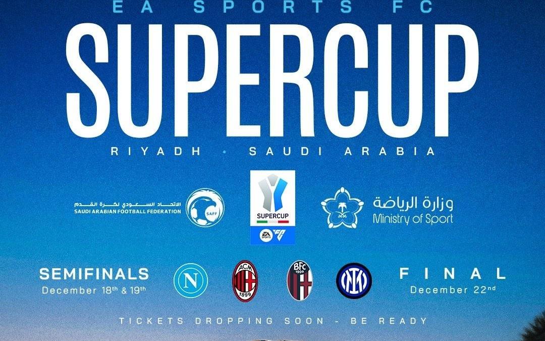 官方：本赛季意大利超级杯12月18日至22日在利雅得举行