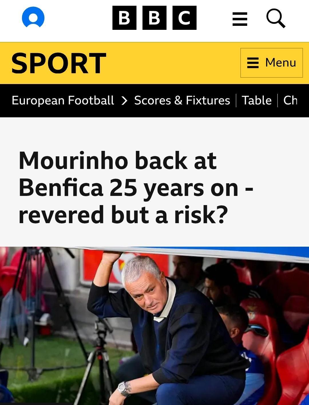 环球体育观察丨穆里尼奥正式执教葡超球队本菲卡他能在家乡重获成功吗