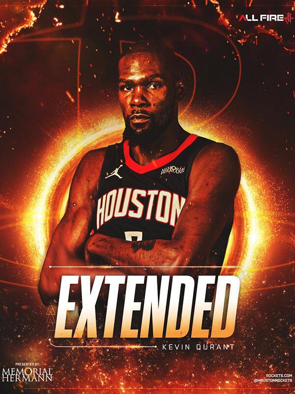 官宣：休斯顿火箭与凯文杜兰特正式完成续约