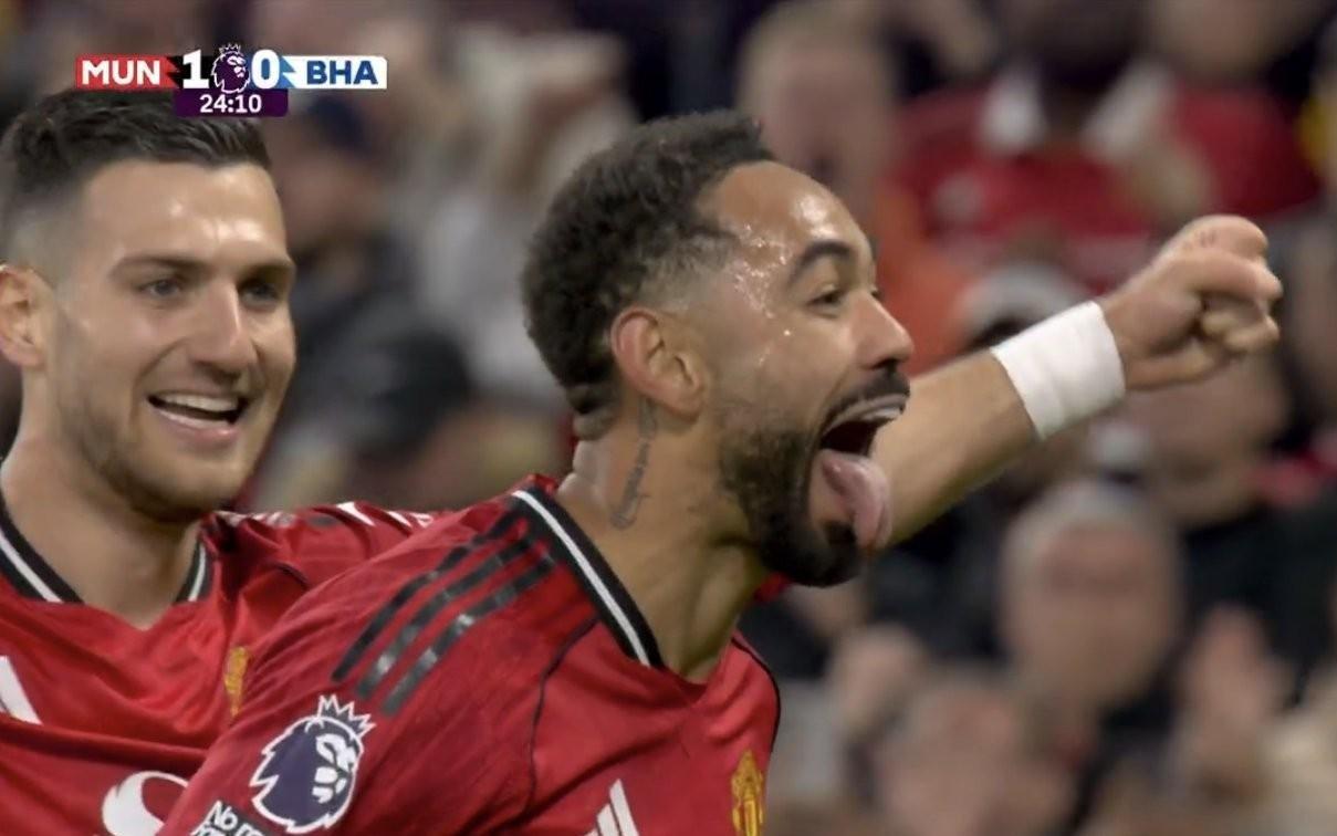 对阵布莱顿破门，马特乌斯库尼亚攻入曼联生涯首球